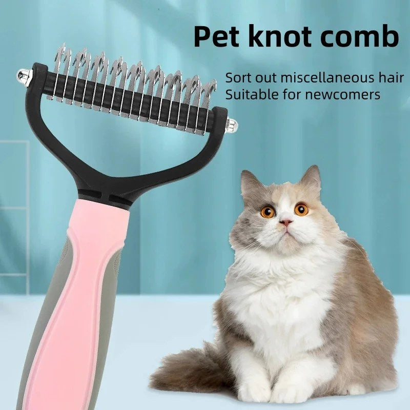 Pet deshedding and knot removal brush
