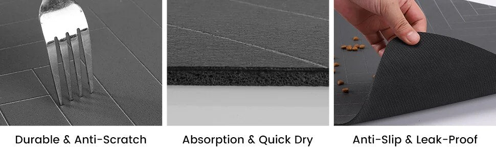 Non-slip rubber backing of feeding mat