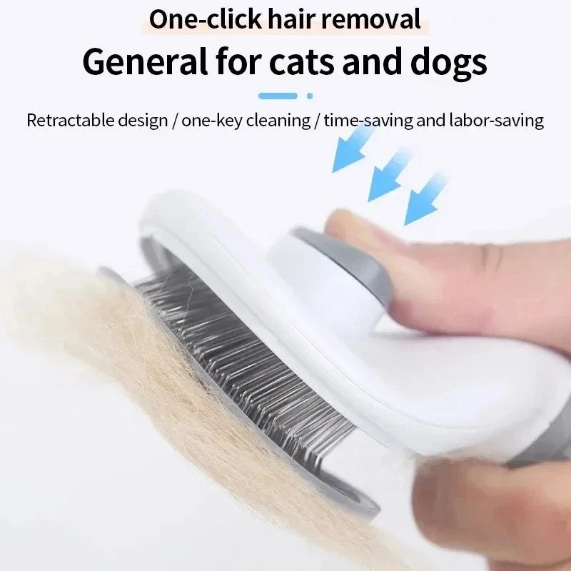 Deshedding brush removing loose fur