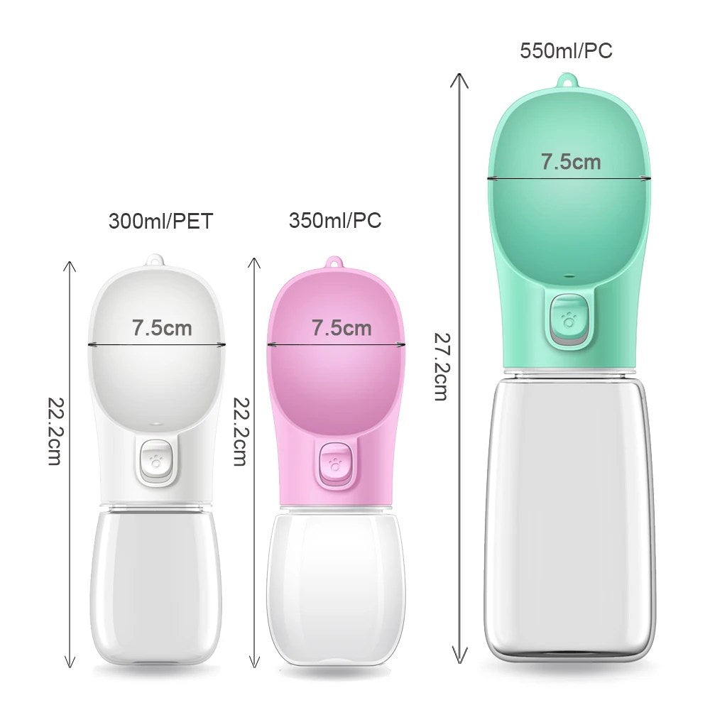 Portable dog water bottle with built-in bowl